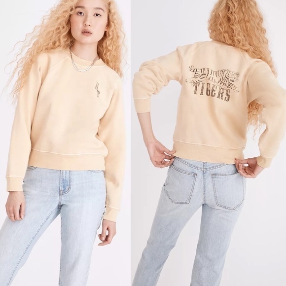 MADEWELL Rivet & Thread Tigers Graphic Easy Sweatshirt in French Vanilla NWT - Picture 12 of 12